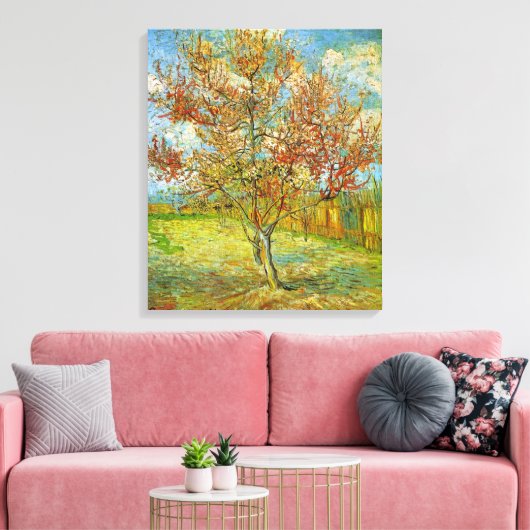 Roze Perzikboom in Blossom door Vincent van Gogh Canvas Afdruk (Insitu (Woonkamer))