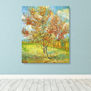 Roze Perzikboom in Blossom door Vincent van Gogh Canvas Afdruk