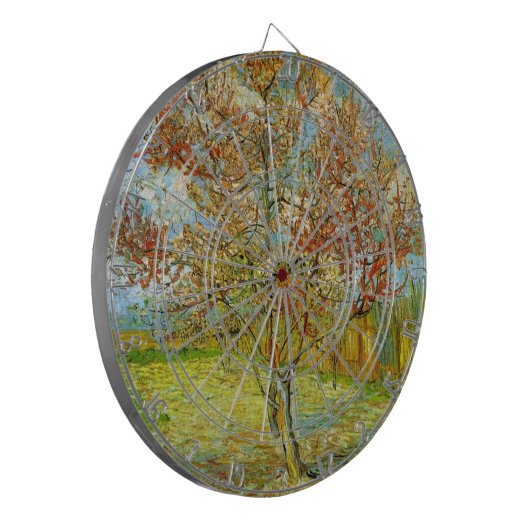 Roze Perzikboom in Blossom door Vincent van Gogh Dartbord (Voorkant Links)