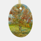 Roze Perzikboom in Blossom door Vincent van Gogh Keramisch Ornament (Achterkant)
