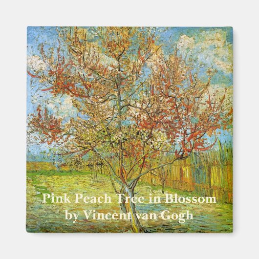 Roze Perzikboom in Blossom door Vincent van Gogh Magneet (Voorkant)