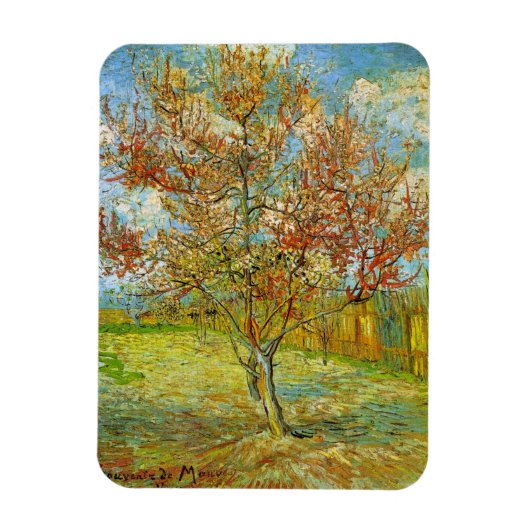 Roze Perzikboom in Blossom door Vincent van Gogh Magneet (Verticaal)