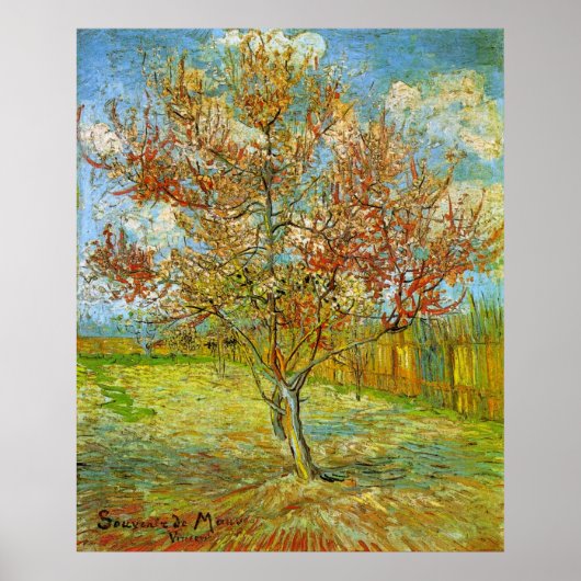 Roze Perzikboom in Blossom door Vincent van Gogh Poster (Voorkant)