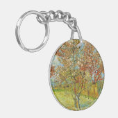 Roze Perzikboom in Blossom door Vincent van Gogh Sleutelhanger (Voorkant Links)