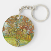 Roze Perzikboom in Blossom door Vincent van Gogh Sleutelhanger (Achterkant)