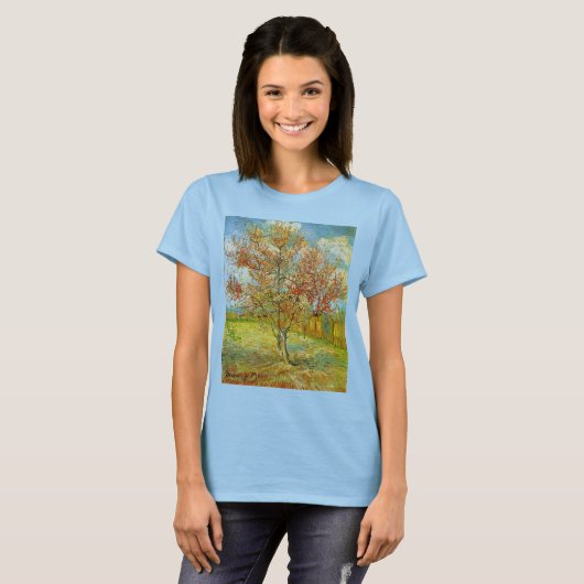 Roze Perzikboom in Blossom door Vincent van Gogh T-shirt (Voorkant volledig)