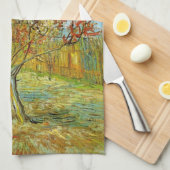 Roze Perzikboom in Blossom door Vincent van Gogh Theedoek (Quarter Fold)