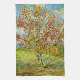 Roze Perzikboom in Blossom door Vincent van Gogh Theedoek