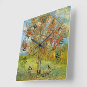 Roze Perzikboom in Blossom door Vincent van Gogh Vierkante Klok (Hoek)
