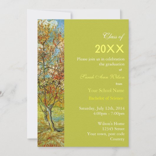  roze perzikboomgraduatie kaart (Voorkant)