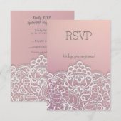 Roze perzikelegant rsvp respons kaartje (Voorkant / Achterkant)