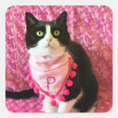 Roze Perziken de Tuxedo Cat Stickers (Voorkant)