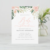 Roze perziken florale watecolor baby shower (Staand voorkant)