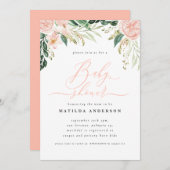 Roze perziken florale watecolor baby shower (Voorkant / Achterkant)