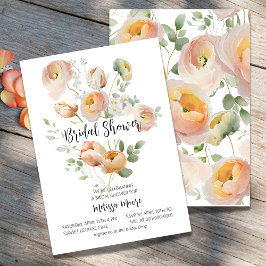 Roze perzikenbloem Bridal Shower-uitnodiging Kaart