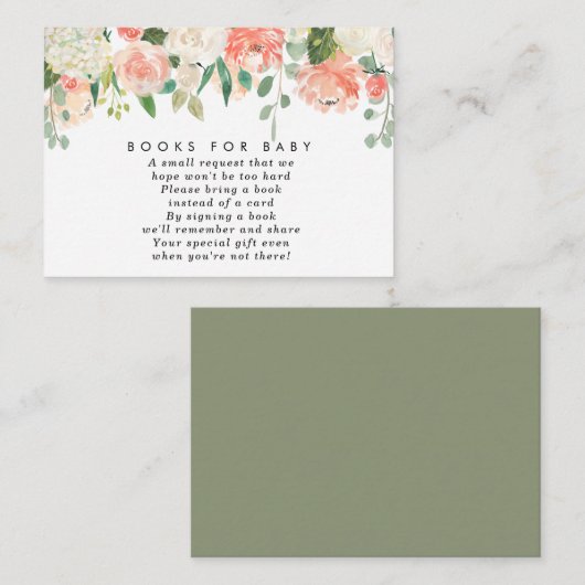 Roze perzikflorboeken voor baby informatiekaartje (Voorkant / Achterkant)