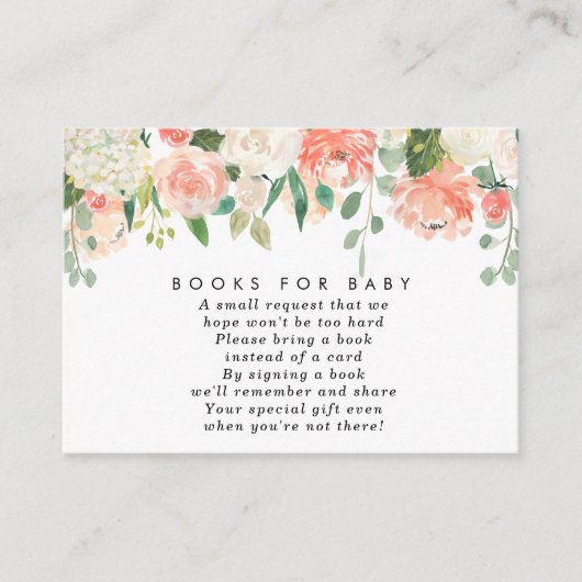 Roze perzikflorboeken voor baby informatiekaartje (Voorkant)
