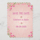 Roze & Perzikgescand Save The Date (Voorkant / Achterkant)