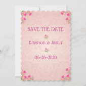 Roze & Perzikgescand Save The Date (Voorkant)