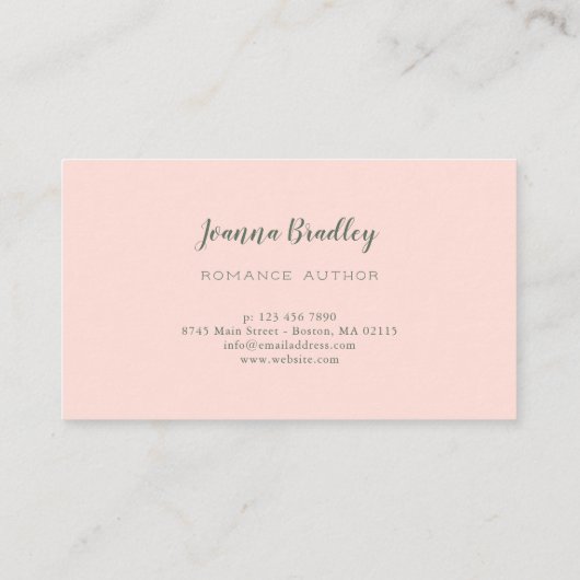 Roze perzikgroene bloemen visitekaartje (Achterkant)