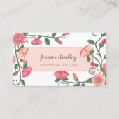 Roze perzikgroene bloemen visitekaartje (Voorkant)
