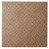 Roze, Perzikkleurig, grijs en zwart nit patroon Tegeltje (Voorkant)