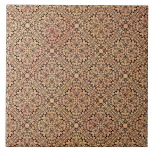 Roze, Perzikkleurig, grijs en zwart nit patroon Tegeltje