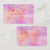 Roze Perzikkleurige Blush waterverf Visitekaartje (Voorkant / Achterkant)