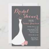 Roze Perzikkleurige Bridal Gown Bridal Shower Invi Kaart (Voorkant)