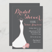 Roze Perzikkleurige Bridal Gown Bridal Shower Invi Kaart (Voorkant / Achterkant)