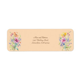 Roze perzikkleurige gele bloemen etiket