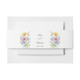 Roze perzikkleurige gele bloemen uitnodigingen wikkel