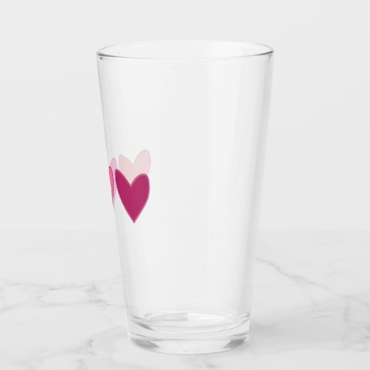  roze & perzikkleurige harten glas (Links)