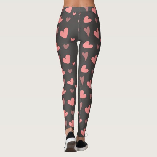 Roze perzikkleurige harten leggings (Achterkant)