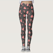 Roze perzikkleurige harten leggings (Voorkant)