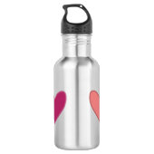  roze & perzikkleurige harten waterfles  (Achterkant)