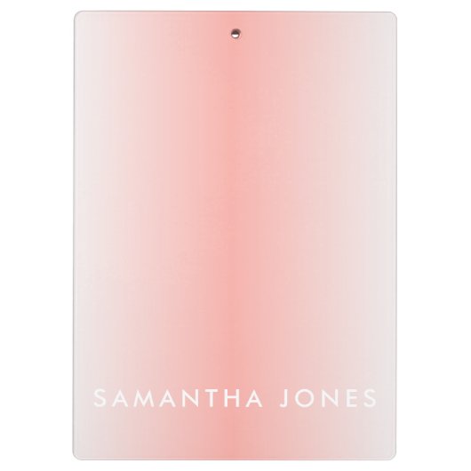 Roze perzikkleurige ombre Eenvoudige plaat Aangepa Klembord (Achterkant)