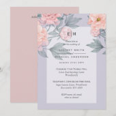 Roze Perzikkleurige Pioenrozen Trouw Uitnodiging O (Voorkant / Achterkant)