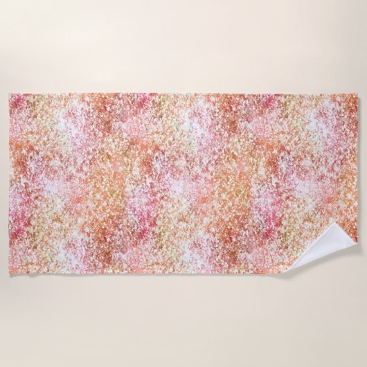 Roze perzikkleurige Unicorn Glitter Strandlaken (Voorkant)