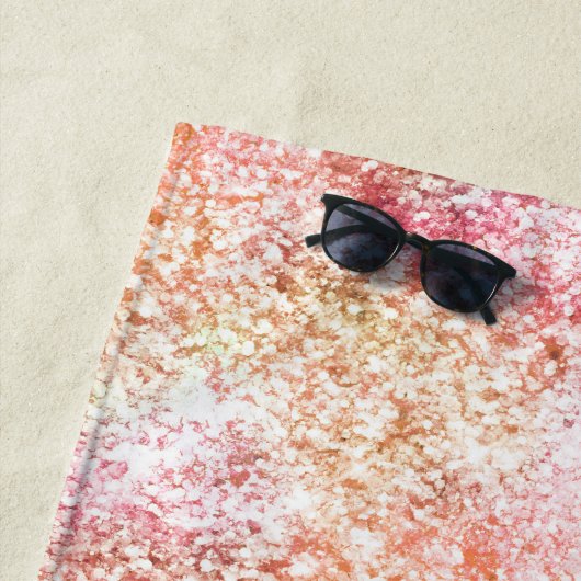 Roze perzikkleurige Unicorn Glitter Strandlaken (In situ)