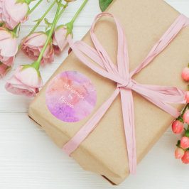 Roze Perzikkleurige Waterverf Handgemaakt door Ronde Sticker