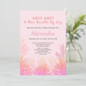 Roze perzikkoraal "ahoy Girl"-Baby shower (Staand voorkant)