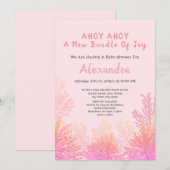 Roze perzikkoraal "ahoy Girl"-Baby shower (Voorkant / Achterkant)
