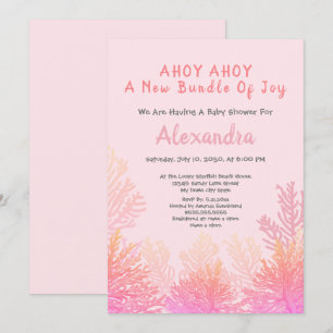 Roze perzikkoraal "ahoy Girl"-Baby shower
