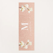 Roze perzikkoraalglitter magnolia floral yogamat (Voorkant)