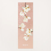 Roze perzikkoraalglitter magnolia florale initiale yogamat (Voorkant)