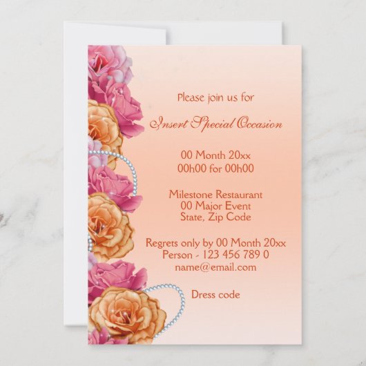 Roze perzikpartij kaart (Achterkant)