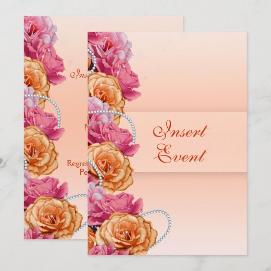 Roze perzikpartij kaart (Voorkant / Achterkant)