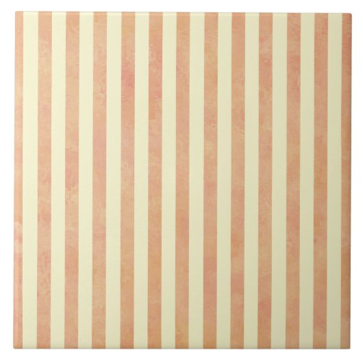 Roze, Perzikpatroon en Cream Stripes Patroon Tegeltje (Voorkant)