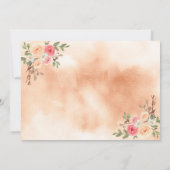 Roze perzikpompoen Floral Navy Blue Vrijgezellenfe Kaart (Achterkant)